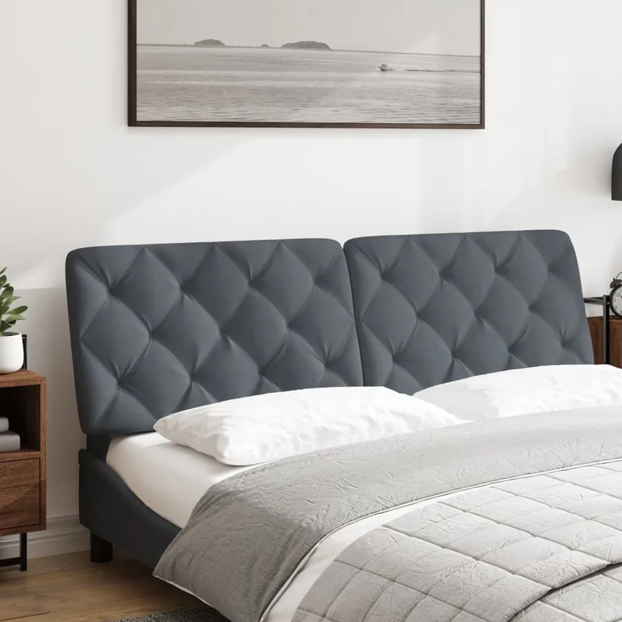 Coussin de tête de lit gris foncé 152 cm velours - 3