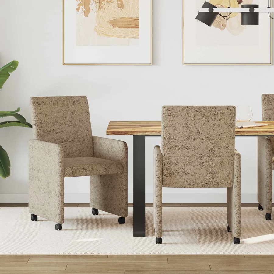 Chaises de Salle à Manger avec Roues 2 pcs Gris clair