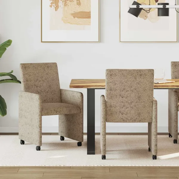 Chaises de Salle à Manger avec Roues 2 pcs Gris clair