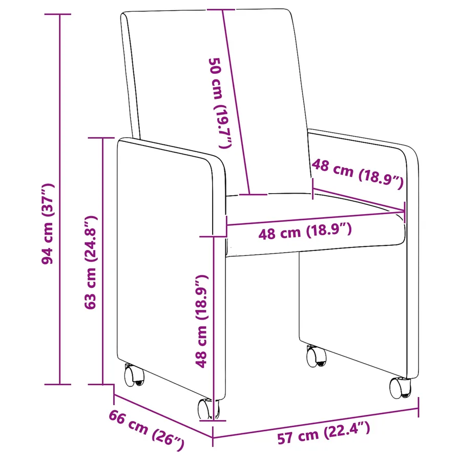 Chaises de Salle à Manger avec Roues 2 pcs Gris clair - 11