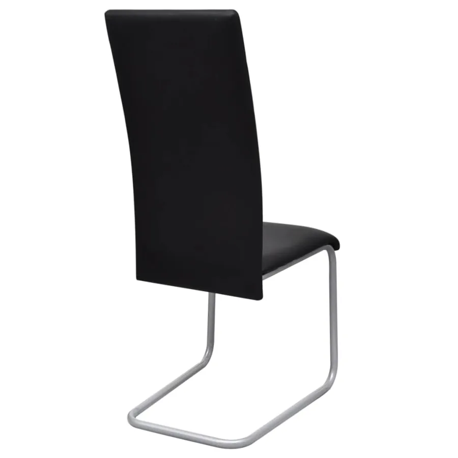 Chaises à manger cantilever lot de 4 noir similicuir - 5