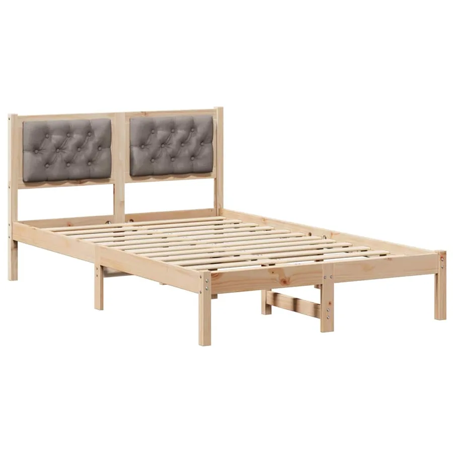 Cadre de lit avec tête de lit Taupe 135 x 190 cm Pin massif - 2