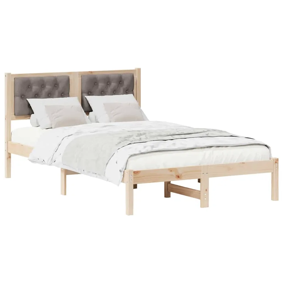 Cadre de lit avec tête de lit Taupe 135 x 190 cm Pin massif - 3