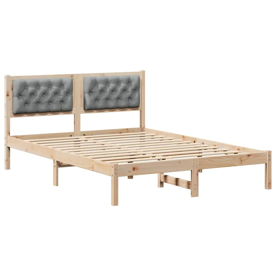 Cadre de lit Gris clair 140 x 200 cm Pin massif - 2