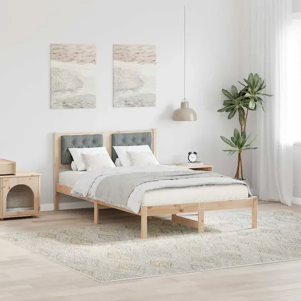 Cadre de lit Gris clair 135 x 190 cm Pin massif