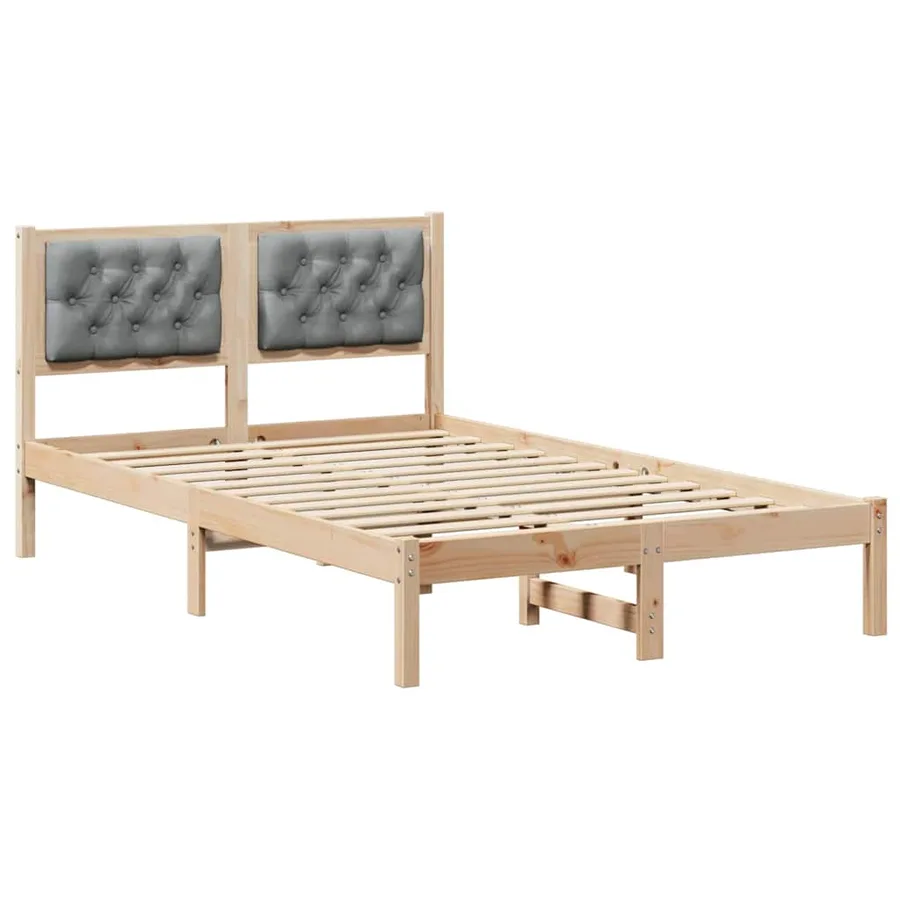 Cadre de lit Gris clair 135 x 190 cm Pin massif - 2