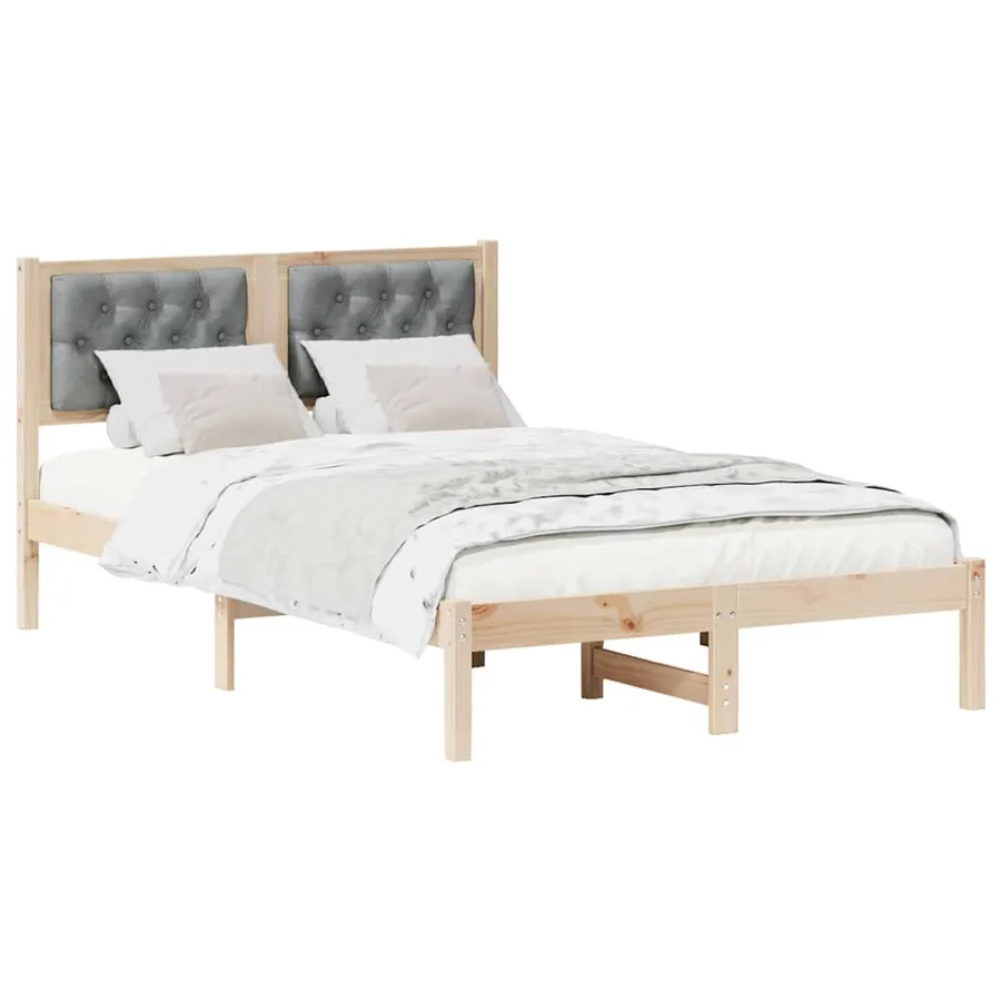 Cadre de lit Gris clair 135 x 190 cm Pin massif - 3