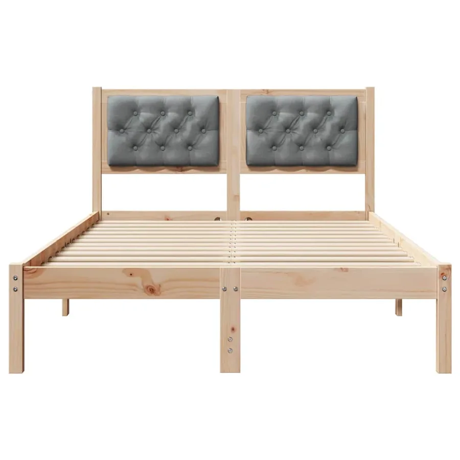 Cadre de lit Gris clair 135 x 190 cm Pin massif - 5