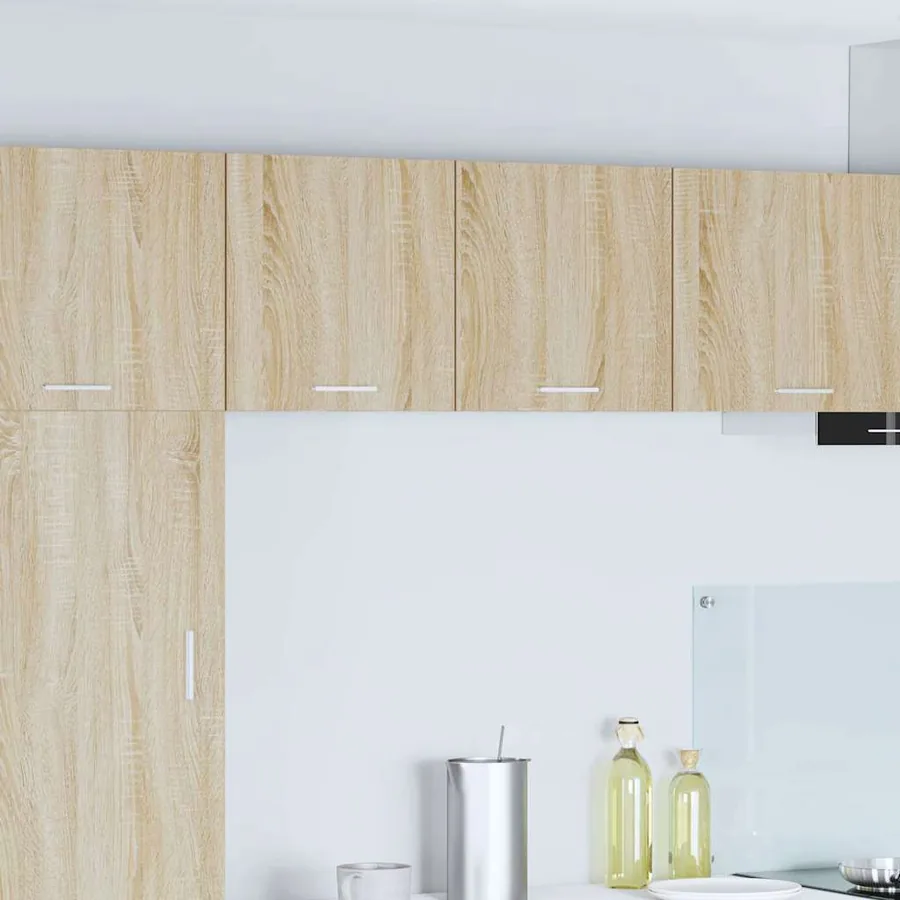 Armoire suspendue avec porte Riga 2 pcs Chêne Sonoma et Blanc