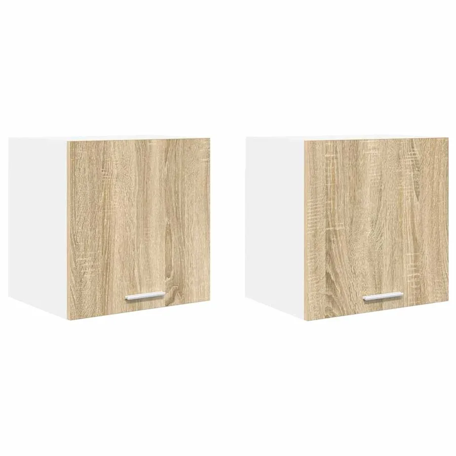 Armoire suspendue avec porte Riga 2 pcs Chêne Sonoma et Blanc - 2