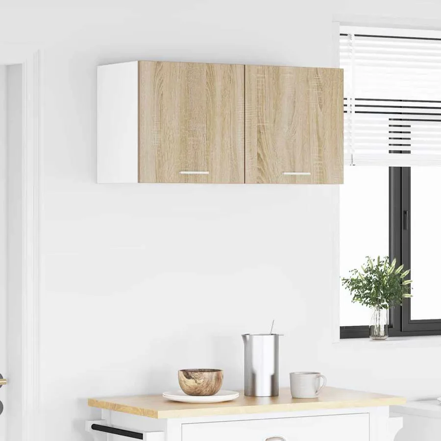 Armoire suspendue avec porte Riga 2 pcs Chêne Sonoma et Blanc - 4
