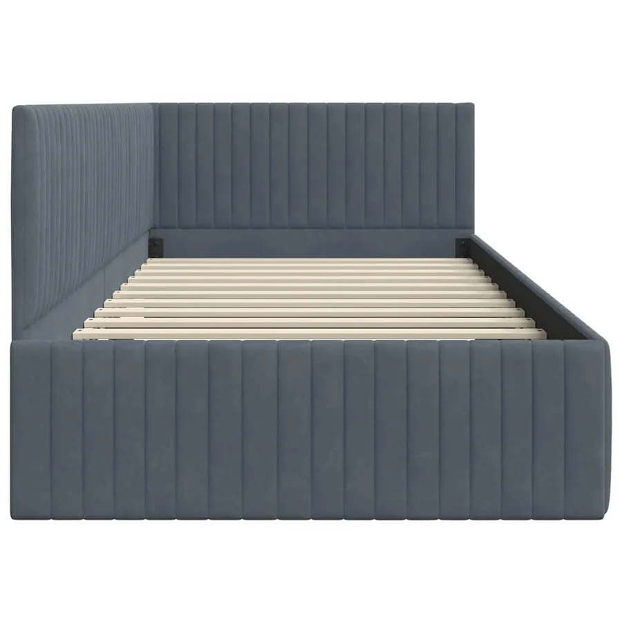 Cadre de lit d'angle Gris foncé 100 cm x 200 cm Velours - 6