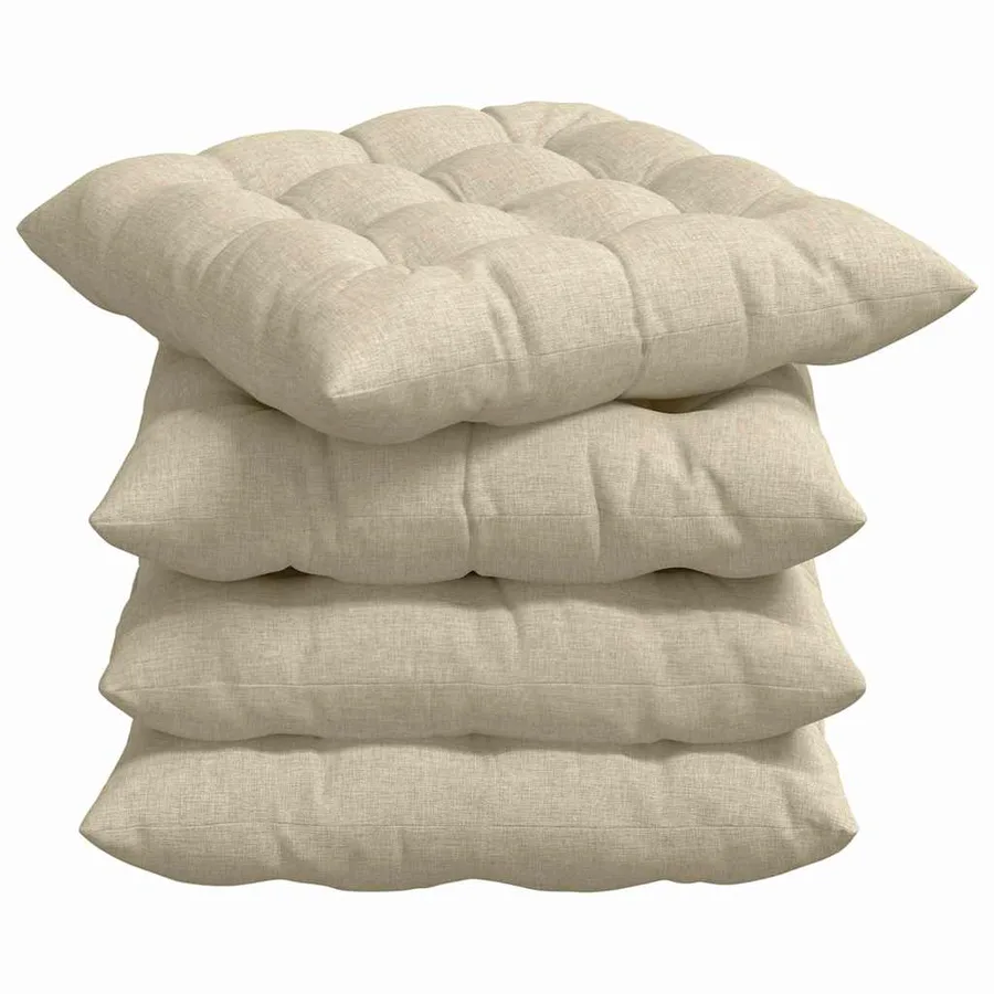 Coussins de siège 4 pcs Crème 40 x 40 x 6 cm tissu - 2