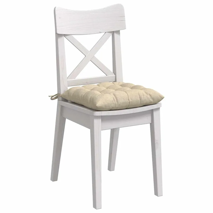 Coussins de siège 4 pcs Crème 40 x 40 x 6 cm tissu - 3