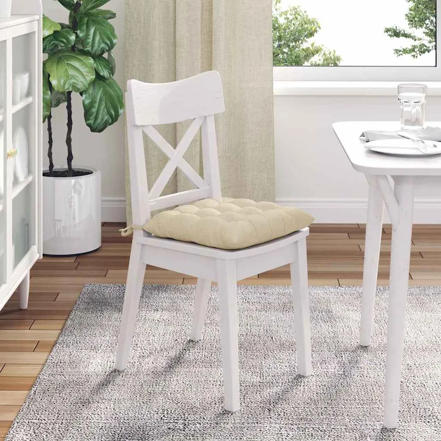 Coussins de siège 4 pcs Crème 40 x 40 x 6 cm tissu - 4