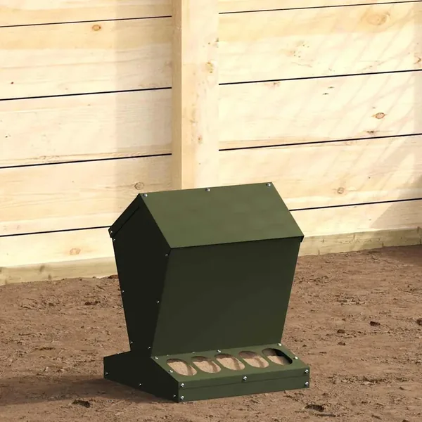 Mangeoire pour poules Vert olive 30 x 30 x 39 cm