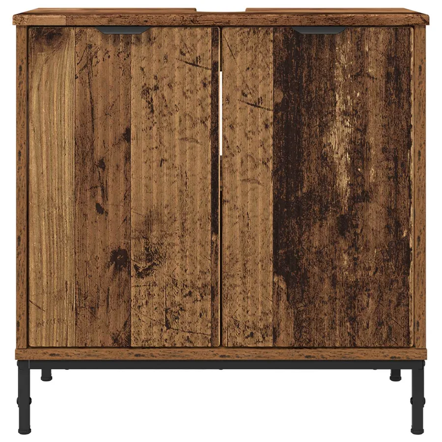 Meuble de Lavabo de Salle de Bain avec stockage Bois Ancien - 6