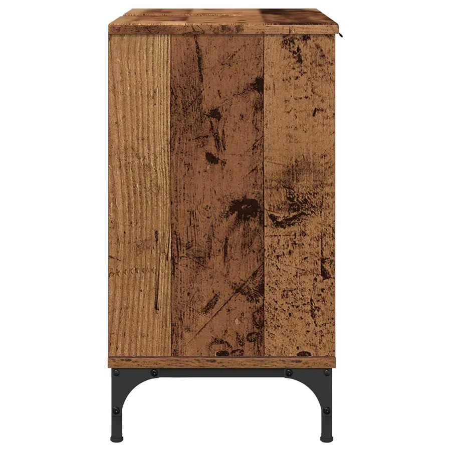 Meuble de Lavabo de Salle de Bain avec stockage Bois Ancien - 7