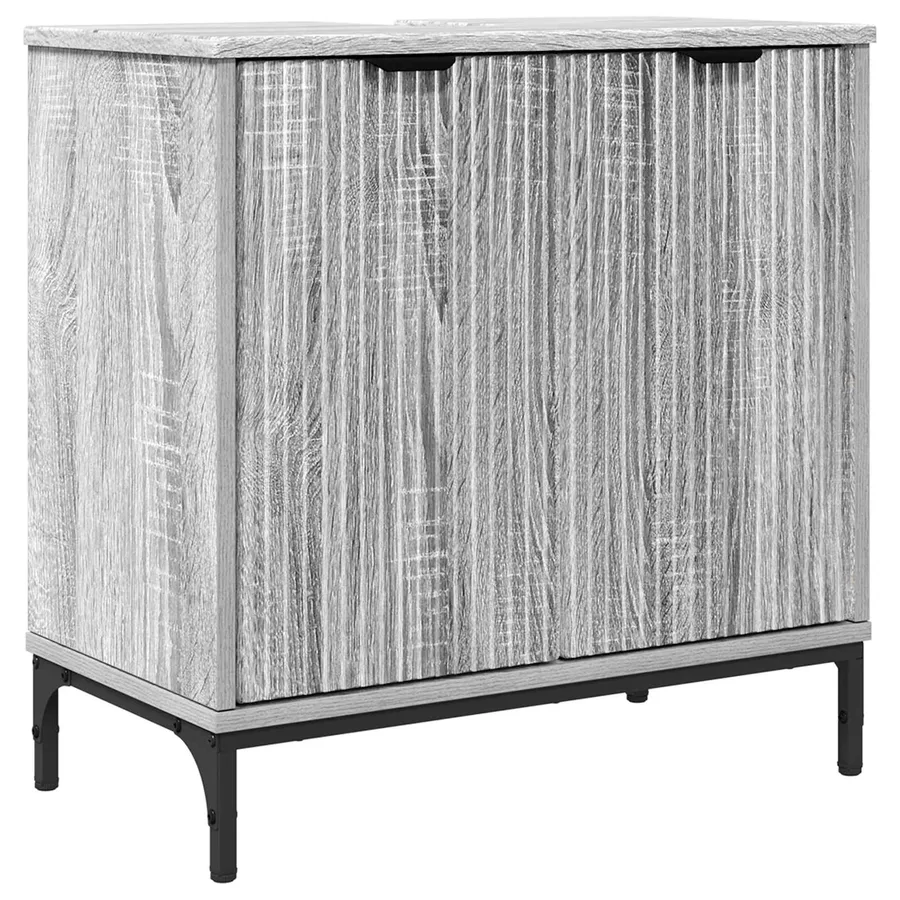 Meuble de Lavabo de Salle de Bain avec stockage Gris Sonoma - 2