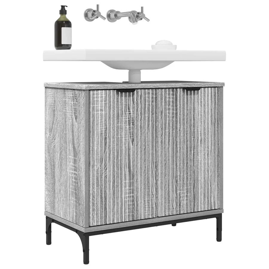 Meuble de Lavabo de Salle de Bain avec stockage Gris Sonoma - 3
