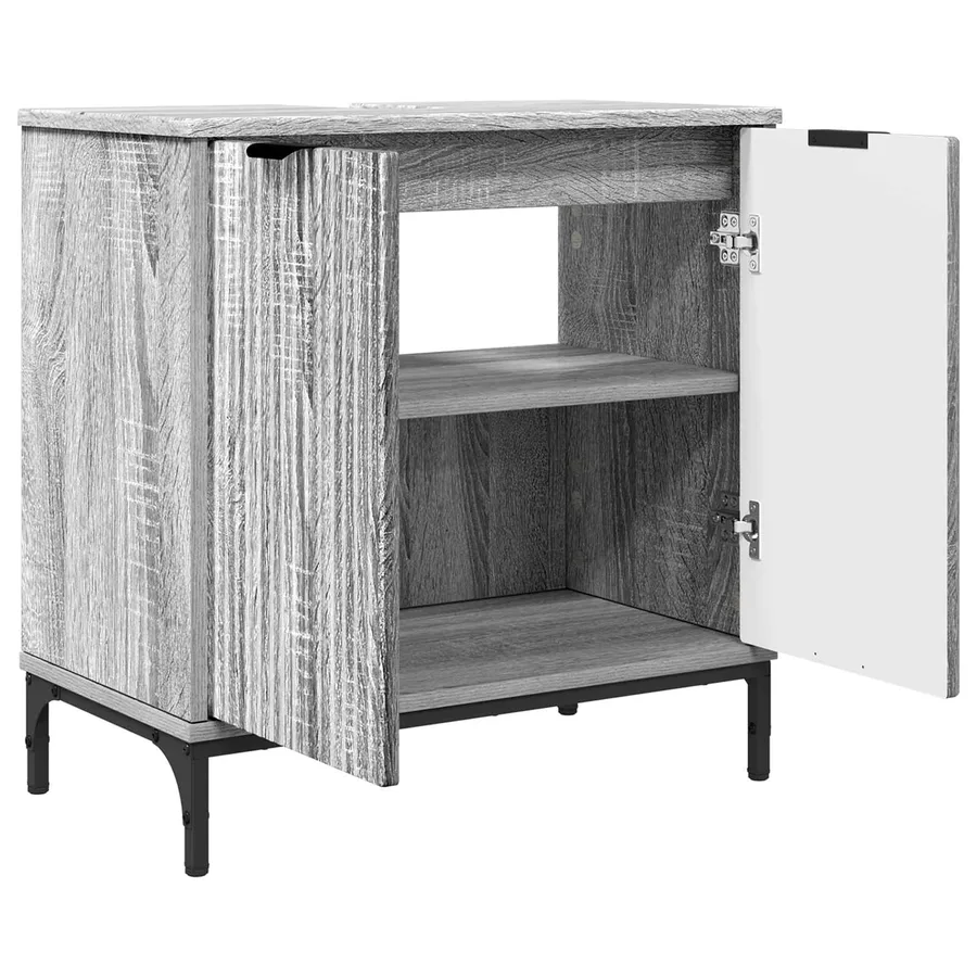 Meuble de Lavabo de Salle de Bain avec stockage Gris Sonoma - 5