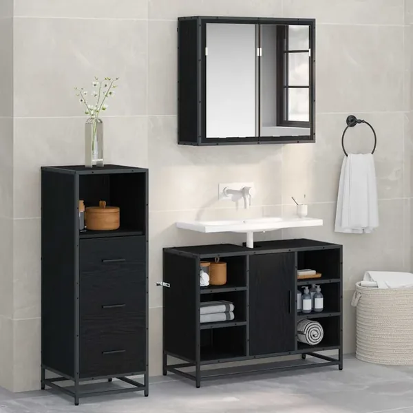 Ensemble de mobilier de salle de bain 3 pcs Bois Ancien