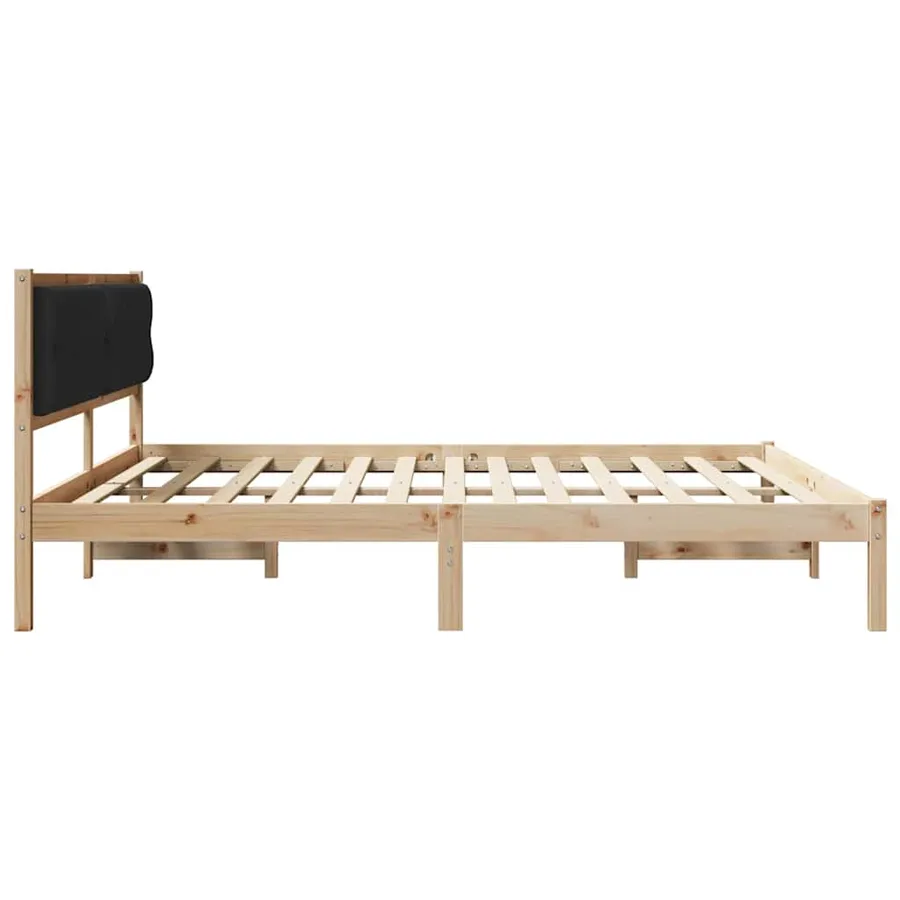 Cadre de lit avec tête de lit Noir 200 x 200 cm Pin massif - 6