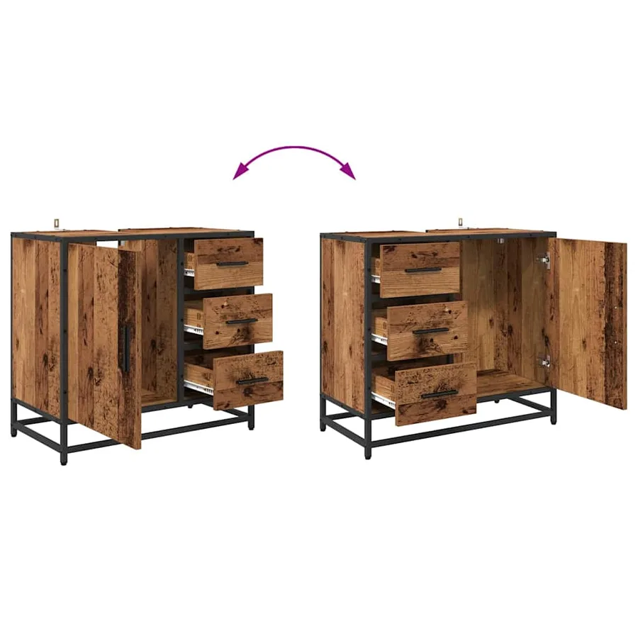 Ensemble de mobilier de salle de bain 3 pcs Bois Ancien - 13