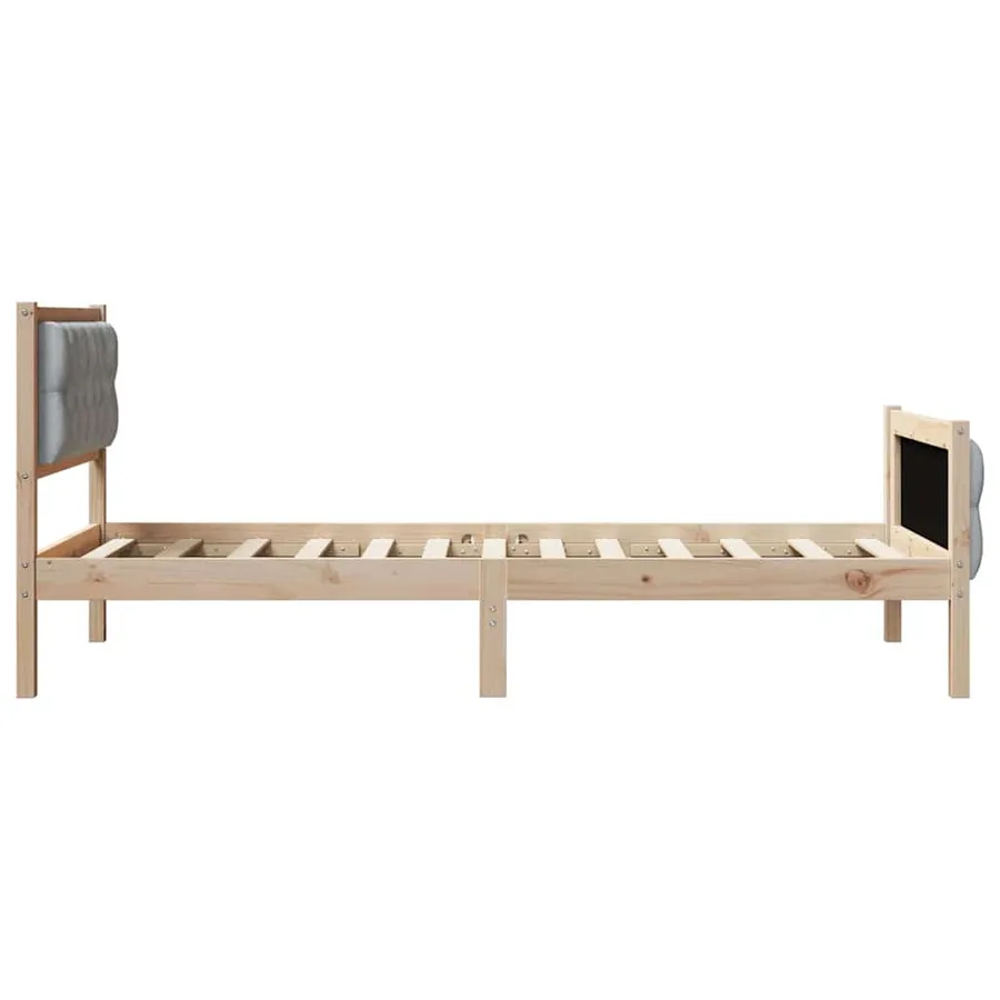 Cadre de lit avec tête de lit Gris clair 90 x 190 cm Pin massif - 6