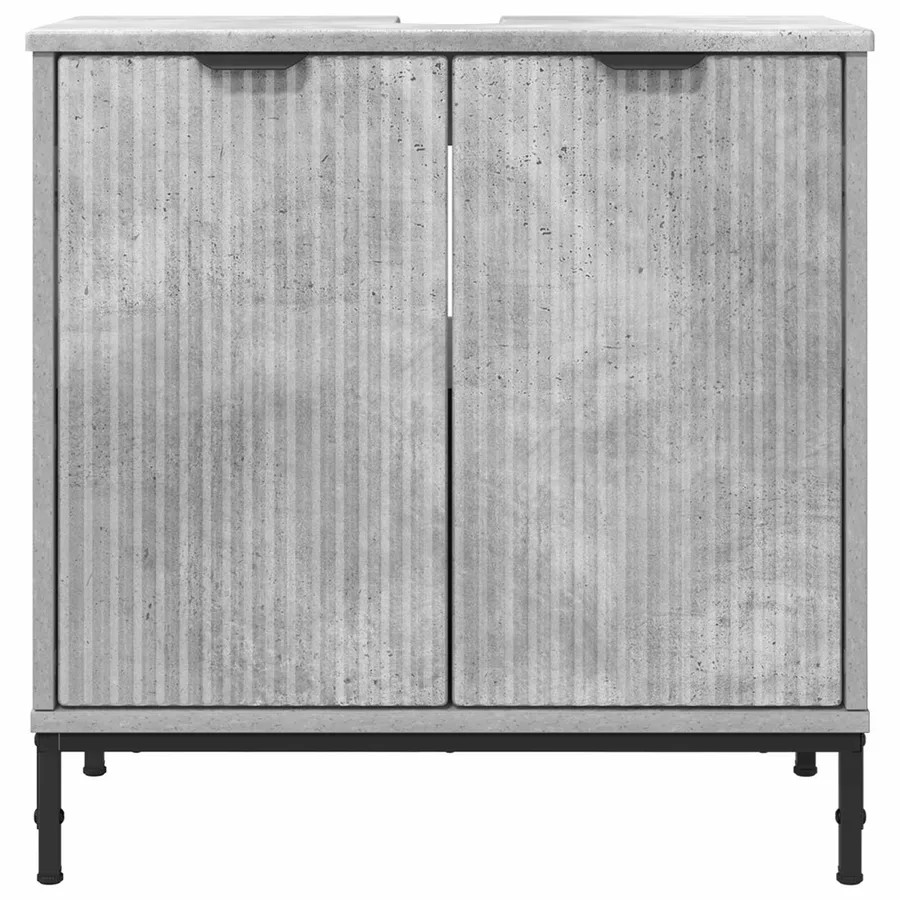Meuble de Lavabo de Salle de Bain avec stockage Gris béton - 6
