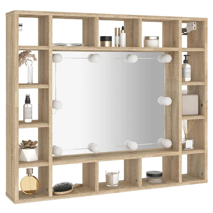 Armoire de miroir avec LED Chêne sonoma 91x15x76,5 cm - 6