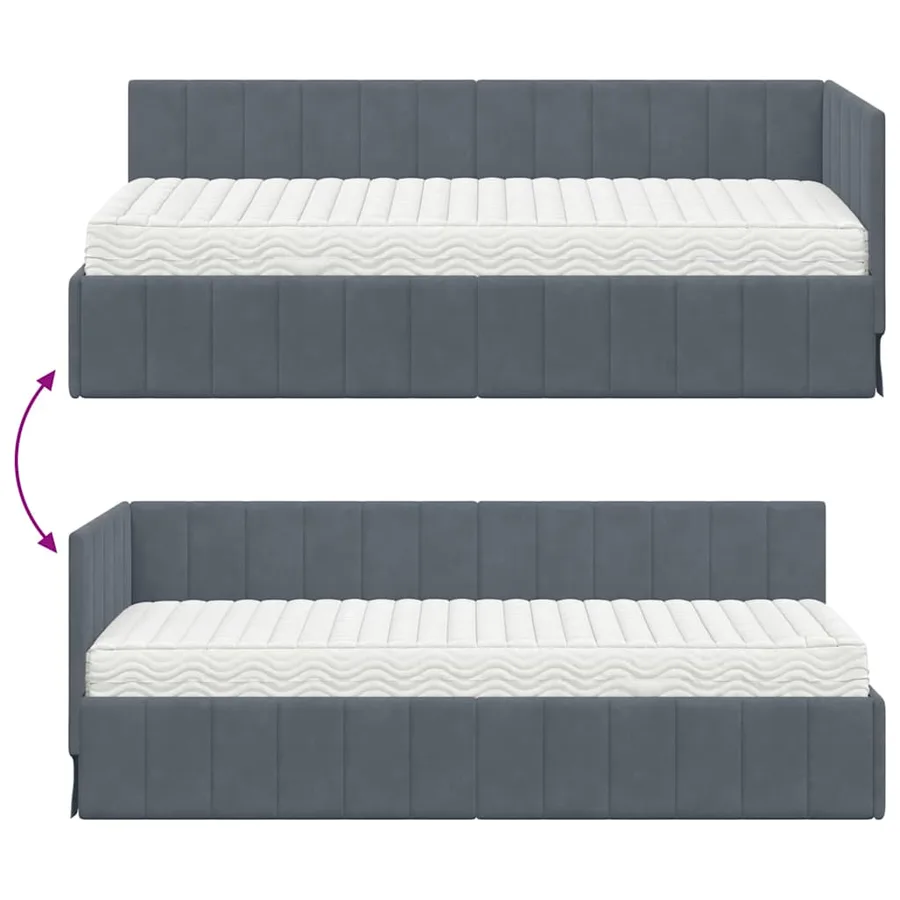Cadre de lit d'angle avec matelas 2 pcs Gris Velours - 12