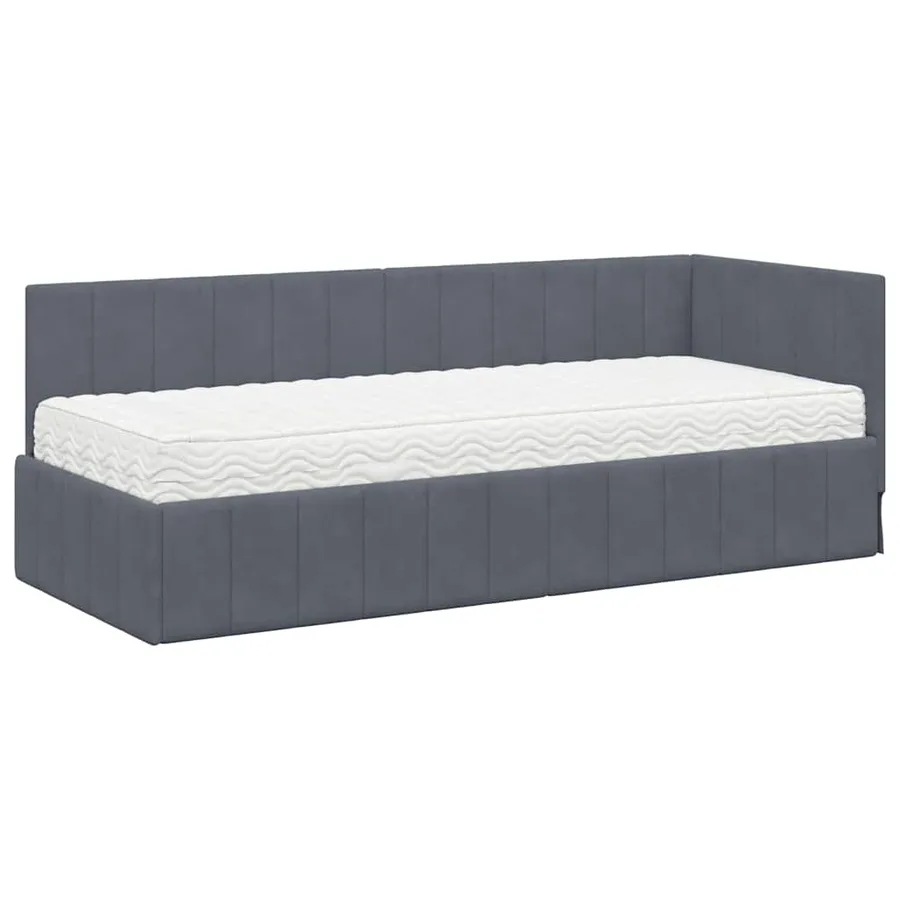 Cadre de lit d'angle avec matelas 2 pcs Gris Velours - 4