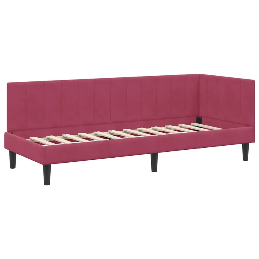 Cadre de lit d'angle Bordeaux 80 cm x 200 cm Velours - 4