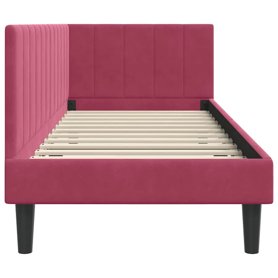 Cadre de lit d'angle Bordeaux 80 cm x 200 cm Velours - 6