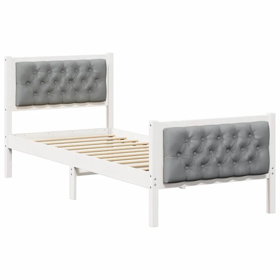 Cadre de lit avec tête de lit Gris clair 75 x 190 cm Pin massif - 2