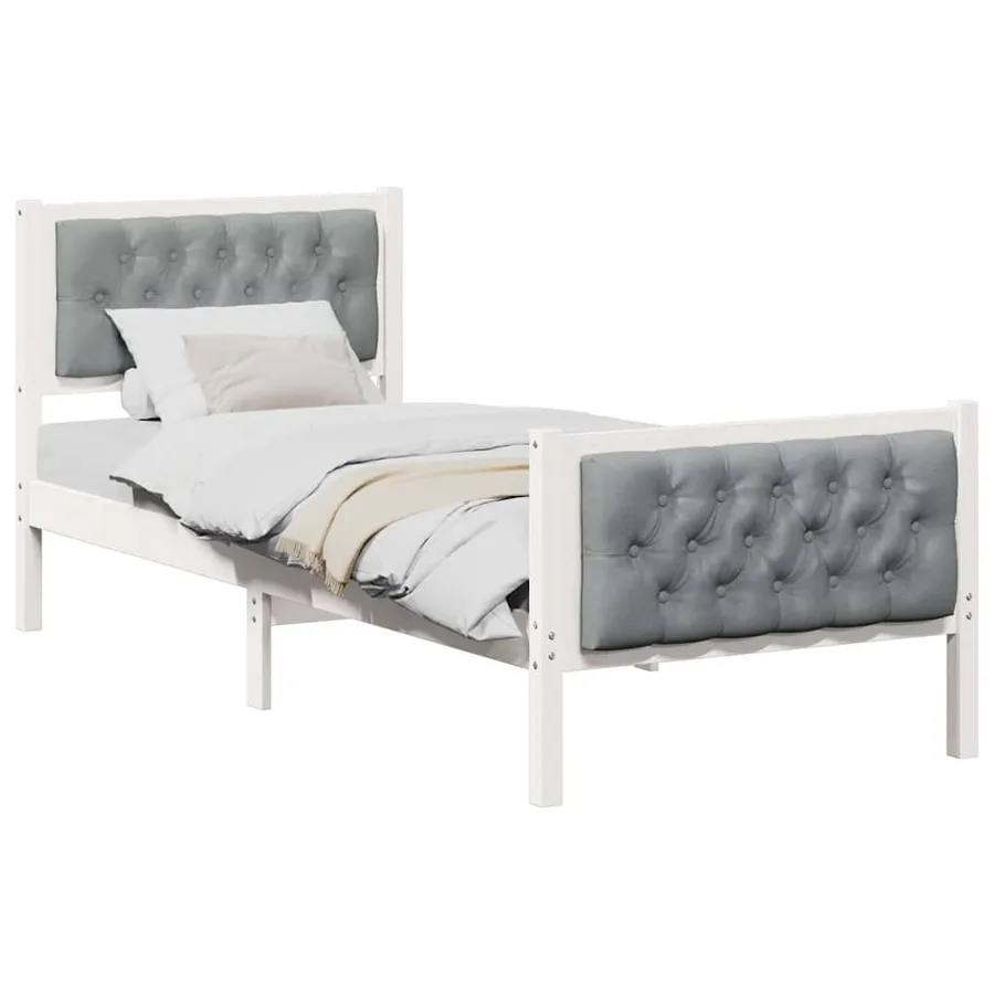 Cadre de lit avec tête de lit Gris clair 75 x 190 cm Pin massif - 3