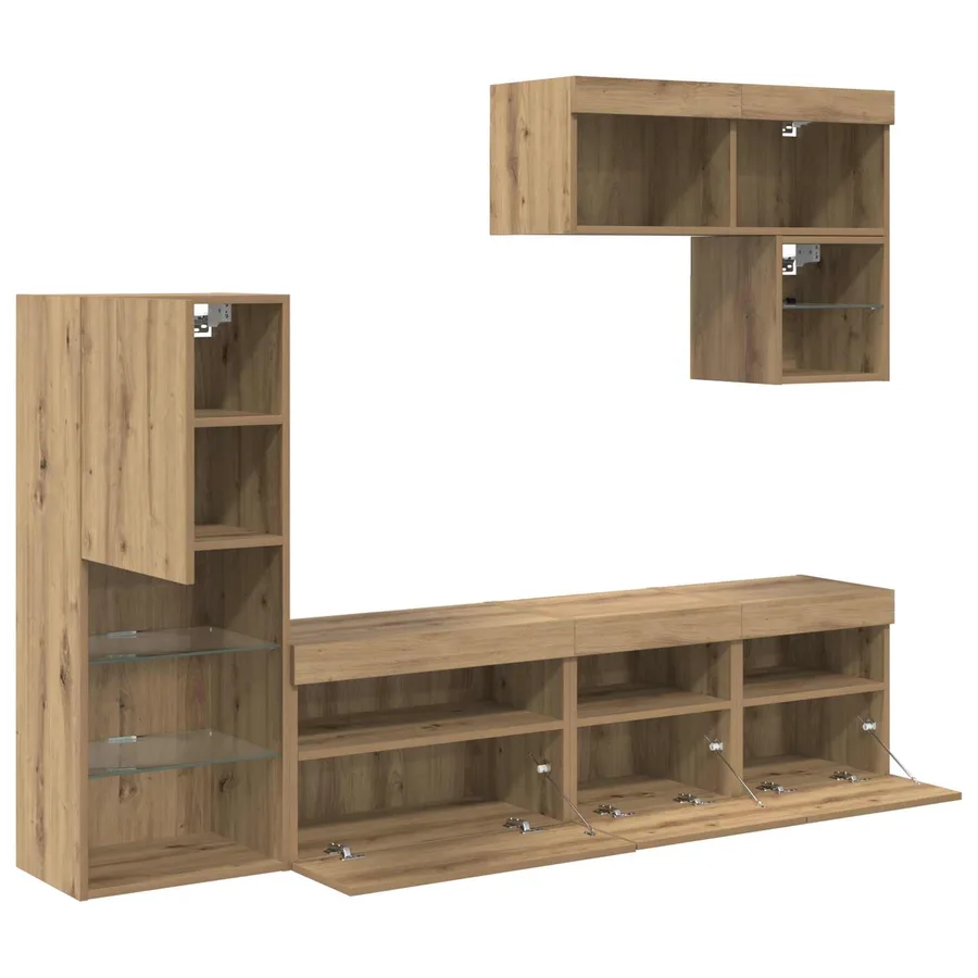 Meubles TV muraux 6 pcs Chêne artisanal Bois d'ingénierie - 11