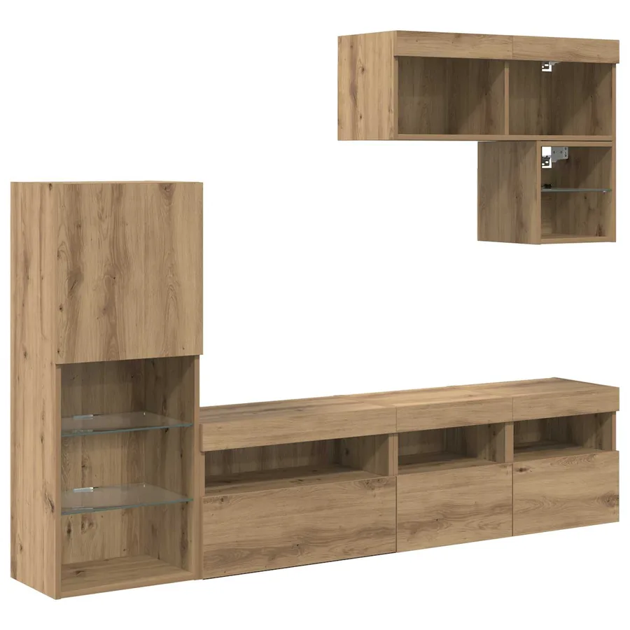 Meubles TV muraux 6 pcs Chêne artisanal Bois d'ingénierie - 2