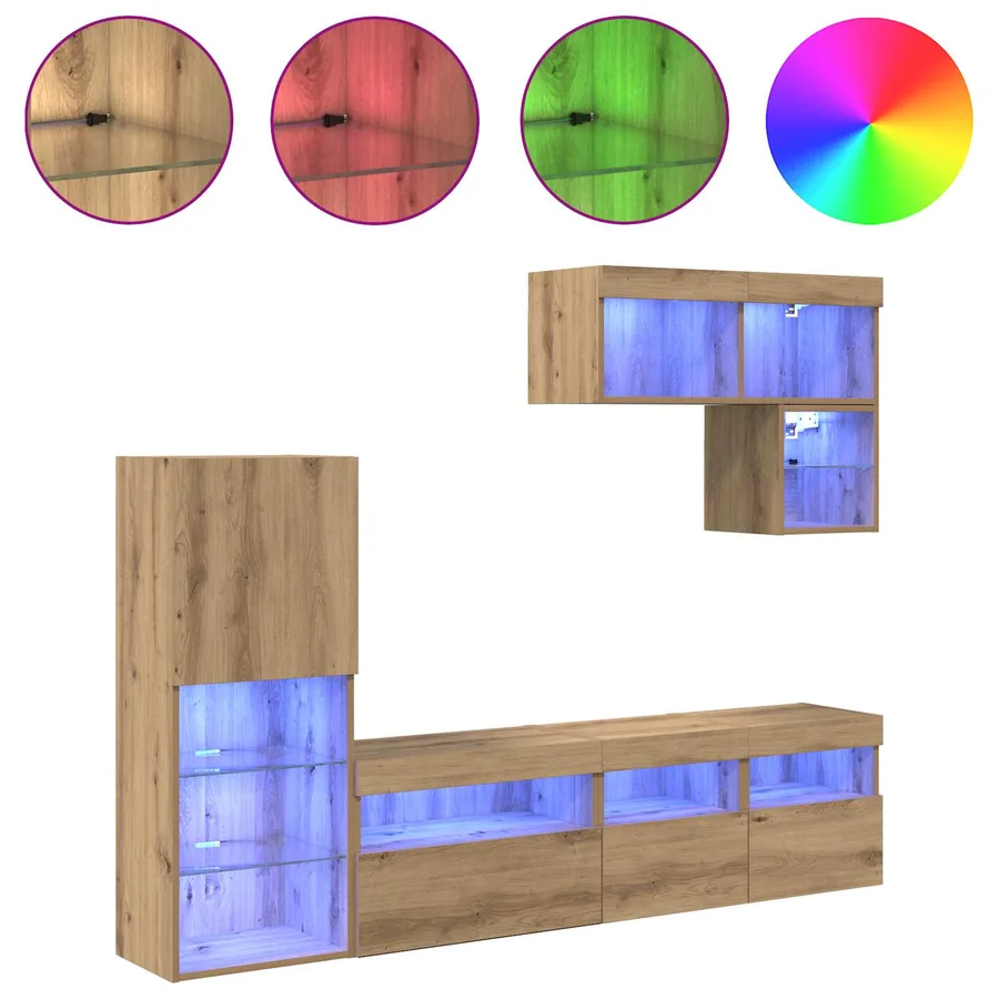 Meubles TV muraux 6 pcs Chêne artisanal Bois d'ingénierie - 4