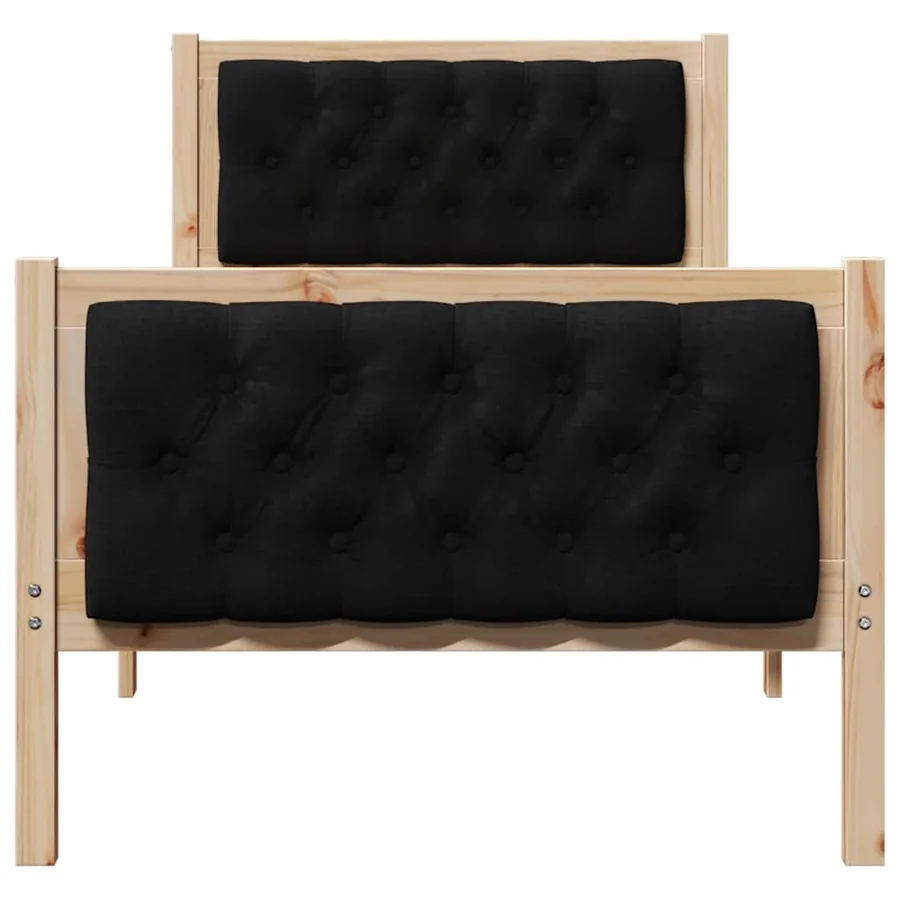 Cadre de lit avec tête de lit Noir 75 x 190 cm Pin massif - 5