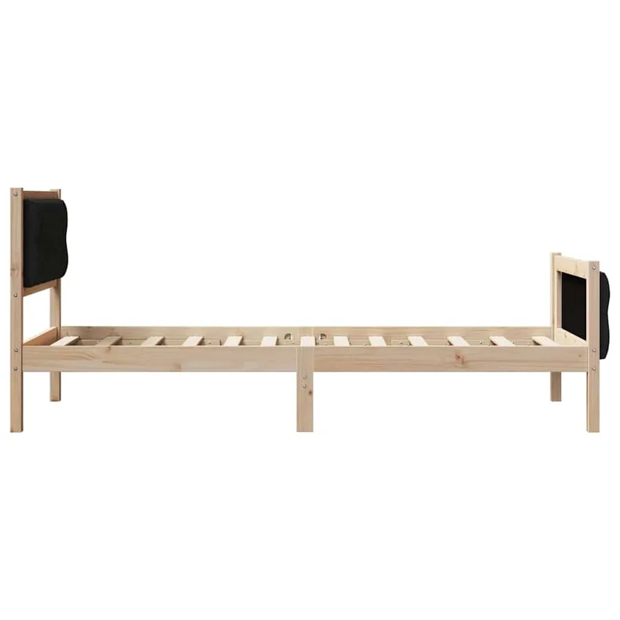 Cadre de lit avec tête de lit Noir 75 x 190 cm Pin massif - 6