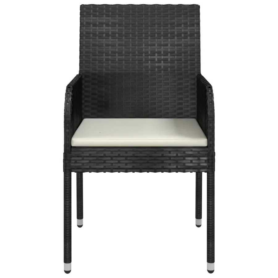 Chaises de jardin lot de 2 avec coussins Résine tressée Noir - 5