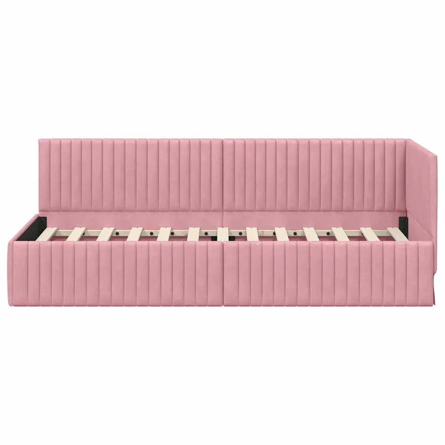 Cadre de lit d'angle Rose 80 cm x 200 cm Velours - 5