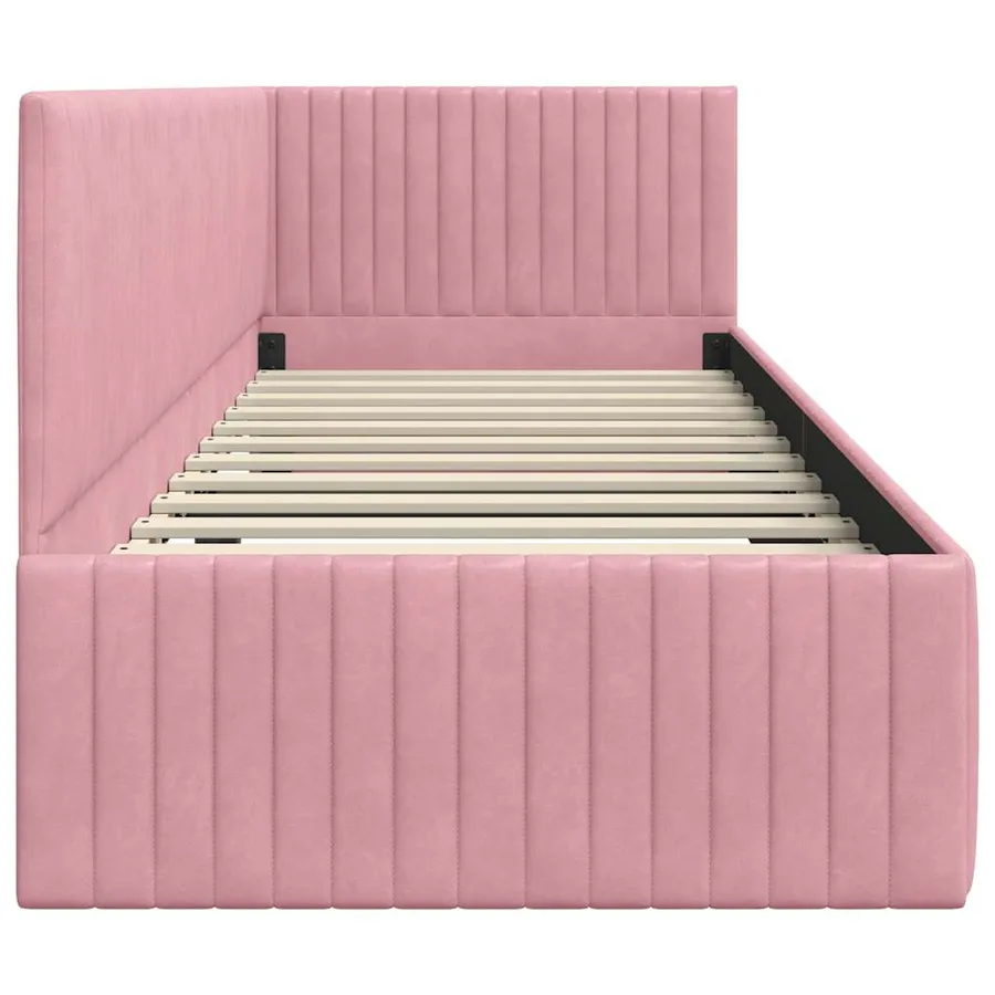 Cadre de lit d'angle Rose 80 cm x 200 cm Velours - 6
