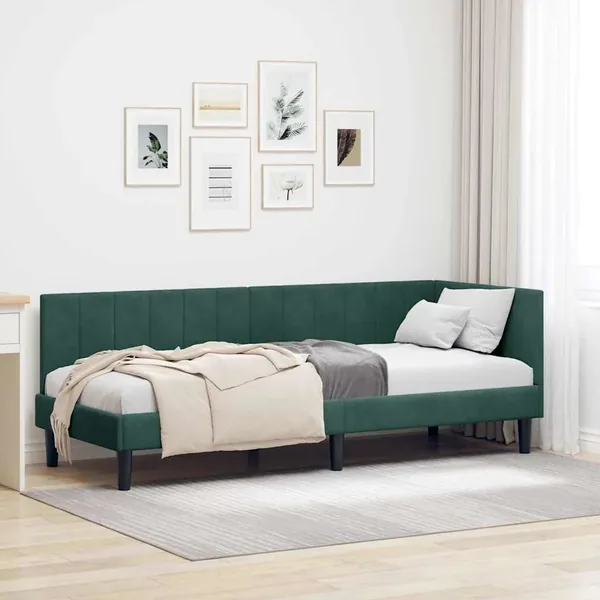 Cadre de lit d'angle Vert foncé 80 cm x 200 cm Velours