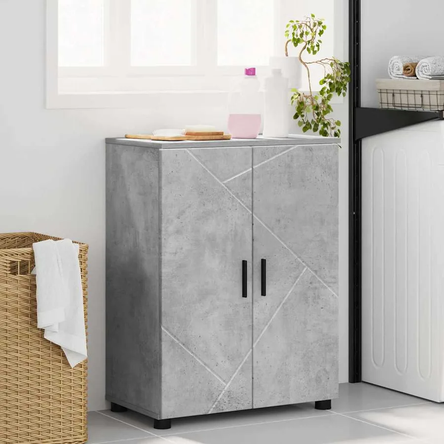Cabinet de salle de bain Gris béton 60 x 35 x 80 cm - 4