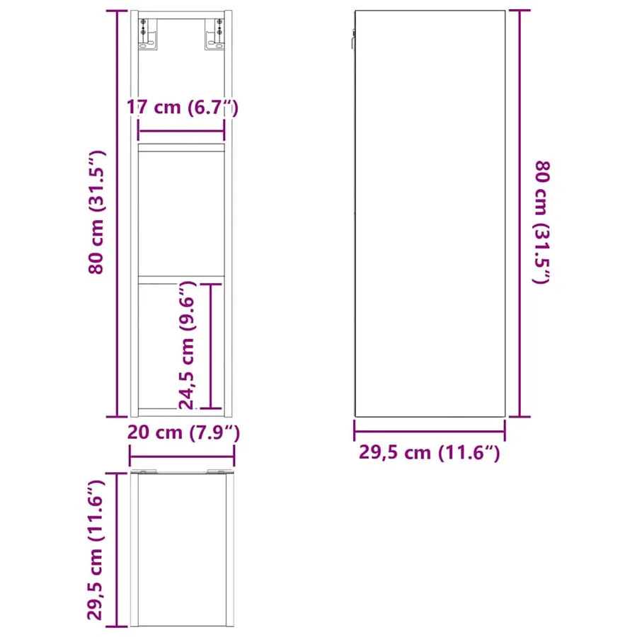 Armoire suspendue avec stockage Bois ancien 20 x 29,5 x 80 cm - 12