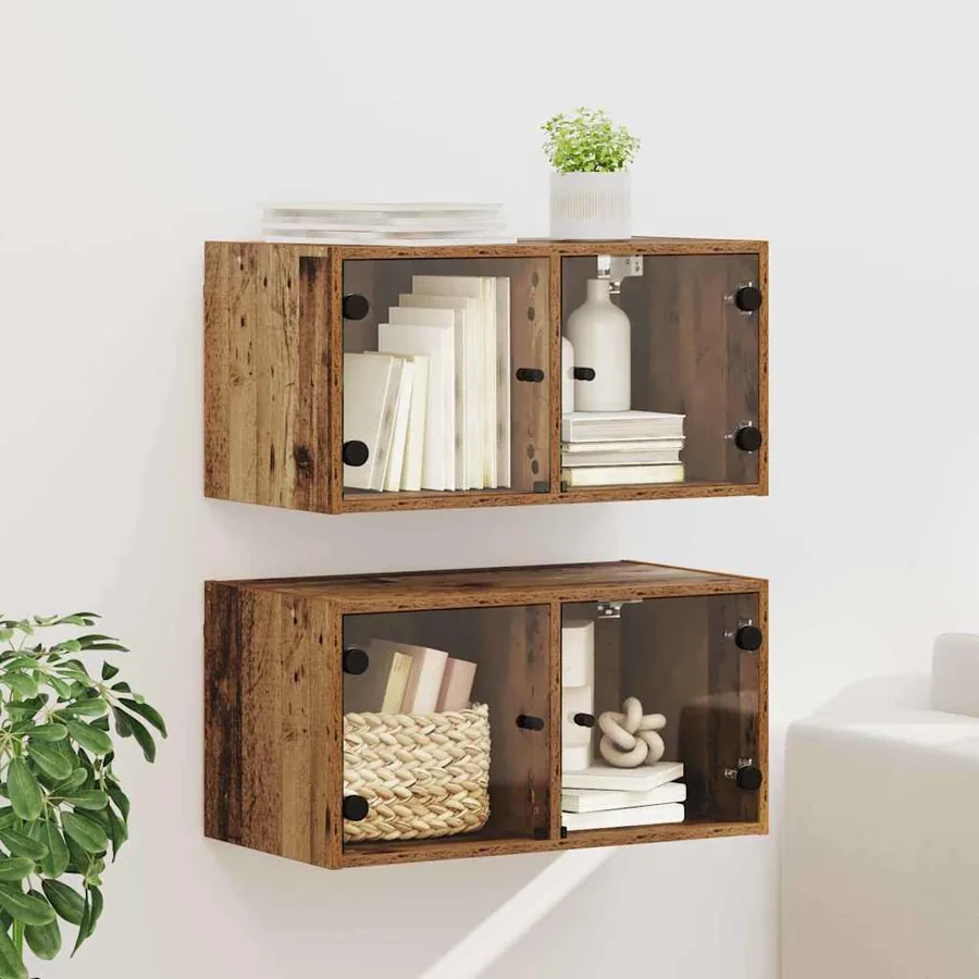 Cabinets muraux Montage mural 2 pcs Bois Ancien 68 x 37 x 35 cm