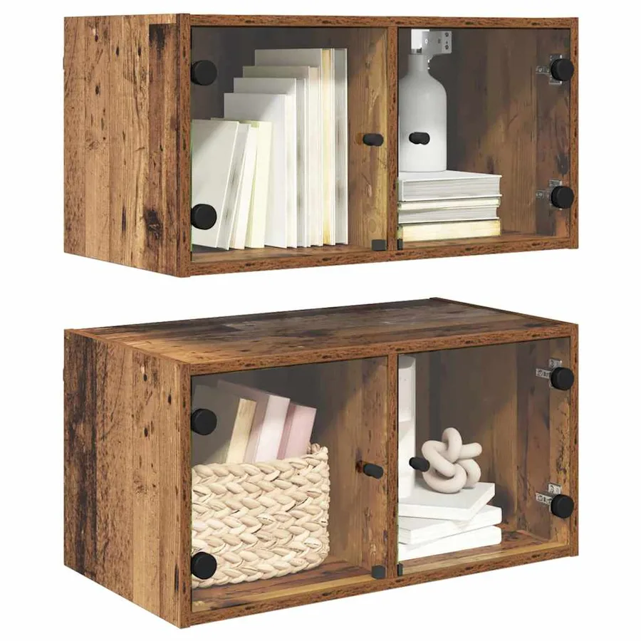 Cabinets muraux Montage mural 2 pcs Bois Ancien 68 x 37 x 35 cm - 3